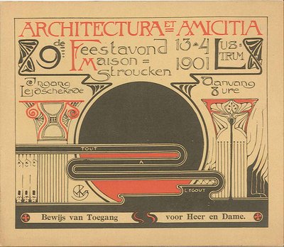 Admission Ticket for the Celebration Evening on April 13, 1901, on the Occasion of the 9th Lustrum of Architectura et Amicitia by Willem Kromhout